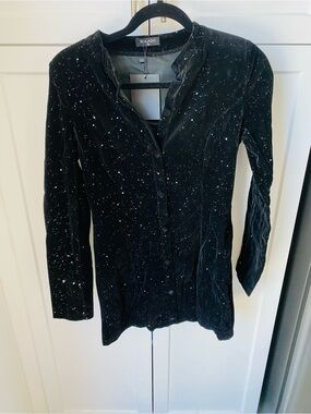 Solado womens size small black velvet glitter sequin dress nwt